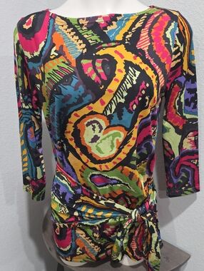 Tracy Porter Women’s Multicolor Tie-Waist 3/4 Sleeve Top